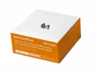 Упаковка витаминно-минерального комплекса VitAdel ImmunPlus, содержащего высокую дозу витамина С (900 мг)